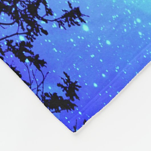 Zwarte Bomen Turquoise Periwinkle Space Deken (Hoek)