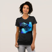 Zwarte Bomen Turquoise Periwinkle Space T-shirt (Voorkant volledig)