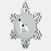 Zwarte Bont Dog Argenta Tin Sneeuwvlok Ornament (Rechts)