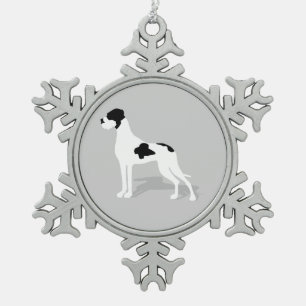 Zwarte Bont Dog Argenta Tin Sneeuwvlok Ornament