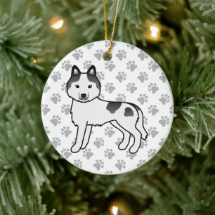 Zwarte Bont Siberische Husky Schattige Cartoon Hon Keramisch Ornament