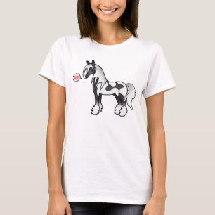 Zwarte Bont Tekenfilm Gypsy Vanner Shire Liefde T-shirt