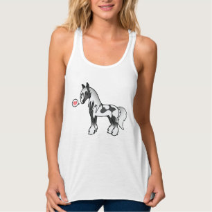 Zwarte Bontgekleurde Cartoon Gypsy Vanner Shire Li Tanktop