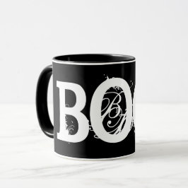 Zwarte "BOO!" Halloween koffiemok Mok