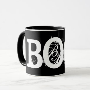Zwarte "BOO!" Halloween koffiemok Mok