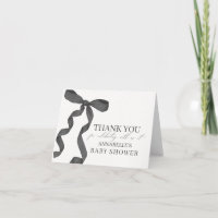 Zwarte boog Baby shower blanco dank u kaart