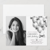 Zwarte Boog Ballonnen Verjaardag Foto Uitnodiging (Voorkant / Achterkant)