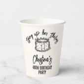 Zwarte boog bindt haar 40e verjaardag papieren bekers (Achterkant)