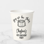 Zwarte boog bindt haar 40e verjaardag papieren bekers (Voorkant)