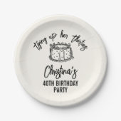 Zwarte boog bindt haar 40e verjaardag papieren bordje (Voorkant)