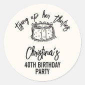 Zwarte boog bindt haar 40e verjaardag ronde sticker (Voorkant)