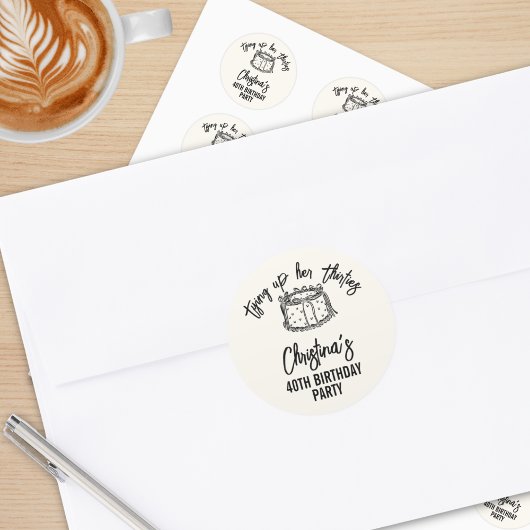 Zwarte boog bindt haar 40e verjaardag ronde sticker