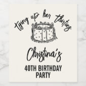 Zwarte boog bindt haar 40e verjaardag wijn etiket (Enkel label)