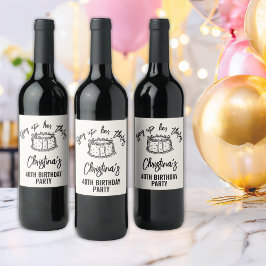 Zwarte boog bindt haar 40e verjaardag wijn etiket