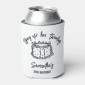 Zwarte boog bindt haar twintiger 30e verjaardag va blikjeskoeler (Blikje Voorkant)