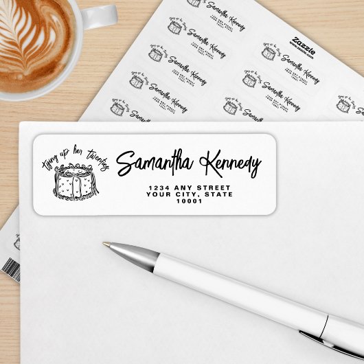 Zwarte boog bindt haar twintiger 30e verjaardag va etiket