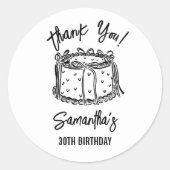 Zwarte boog bindt haar twintiger 30e verjaardag va ronde sticker (Voorkant)