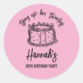 Zwarte boog bindt haar twintiger 30e verjaardag va ronde sticker (Voorkant)