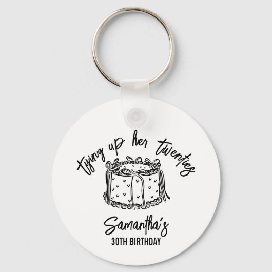 Zwarte boog bindt haar twintiger 30e verjaardag va sleutelhanger (Voorkant)
