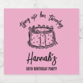 Zwarte boog bindt haar twintiger 30e verjaardag va sparkling wijnetiket (Enkel label)