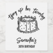 Zwarte boog bindt haar twintiger 30e verjaardag va wijn etiket (Enkel label)