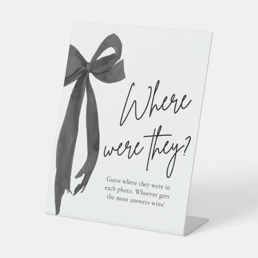 Zwarte Boog Bruiloft Feestje Waar waren ze Bord Reclamebord Met Voetstuk (Voorkant)