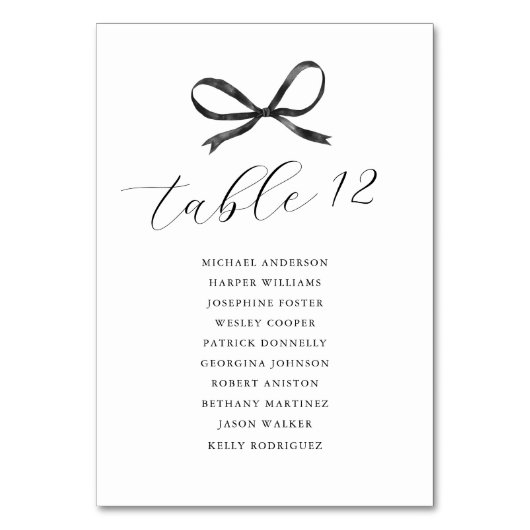 Zwarte Boog Bruiloft Zitplaatsen Kaart (Voorkant)