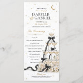 Zwarte Boog Champagne Toren Huwelijksprogramma Menu (Voorkant)