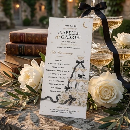 Zwarte Boog Champagne Toren Huwelijksprogramma Menu