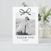 Zwarte boog foto bruiloft bedankkaart (Staand voorkant)