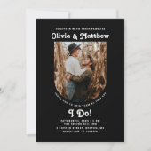 Zwarte boog foto eenvoudige retro groovy bruiloft kaart (Voorkant)