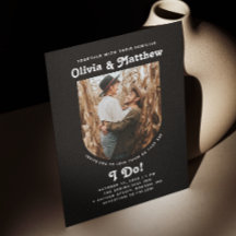 Zwarte boog foto eenvoudige retro groovy bruiloft