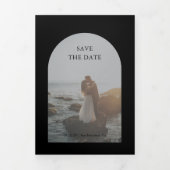 Zwarte Boog Foto Trouwkaart Save the Date Drieluik Aankondiging (Cover)