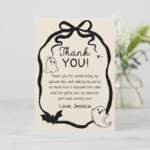 Zwarte boog Ghost Halloween Dank u kaart (Staand voorkant)