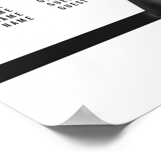 Zwarte Boog Huwelijkszitplaatskaart Poster 16x20 (Hoek)