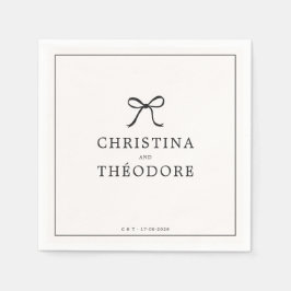 Zwarte boog minimalistische elegante bruiloft serv servet