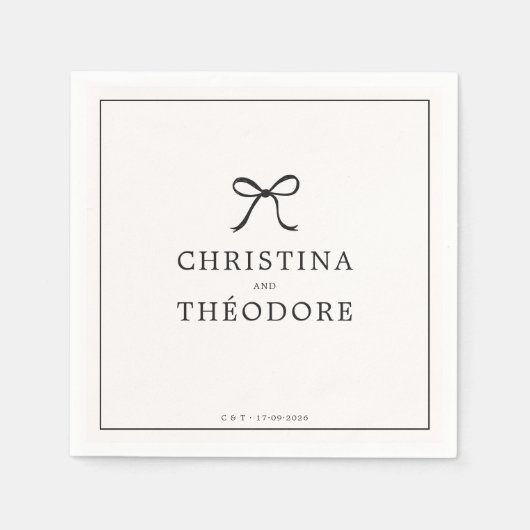Zwarte boog minimalistische elegante bruiloft serv servet (Voorkant)