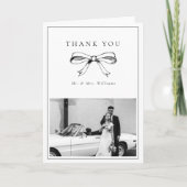  zwarte boog Mr. & Mrs. foto gevouwen bruiloft Bedankkaart (Voorkant)