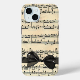 Zwarte boog op  bladmuziek iPhone 15 case