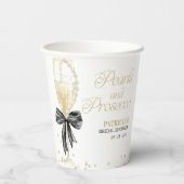 Zwarte Boog Parels & Prosecco Bruidsfeest Papieren Bekers (Achterkant)