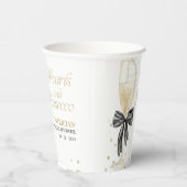 Zwarte Boog Parels & Prosecco Bruidsfeest Papieren Bekers (Rechts)