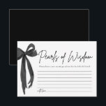 Zwarte boog parels van het Vrijgezellenfeest van d Kaart<br><div class="desc">🎀🖤 Deel tijdloos advies met onze Modern Black Bow Parels of Wisdom Vrijgezellenfeest Game Kaart! Met een chique ontwerp van zwarte lintstrikken met een moderne coquette touch, is deze elegante kaart ideaal voor vrijgezellenfeesten, vrijgezellenfeesten of verloving feesten. Gasten kunnen hun beste huwelijksadvies opschrijven, waardoor een doordachte herinnering ontstaat voor de...</div>