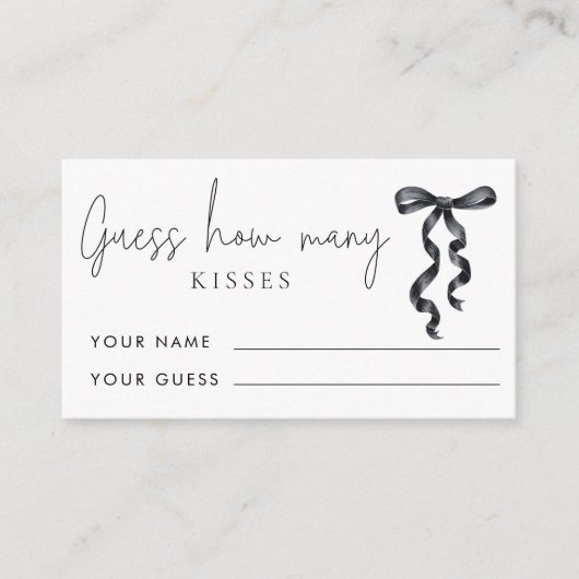 Zwarte boog Raad hoeveel kussen bruidsspel Informatiekaartje (Voorkant)