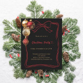 Zwarte boog rode kerstballen Uitnodiging kerstfees