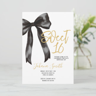 Zwarte Boog Sweet Sixteen Meisje Verjaardagsfeestj Kaart