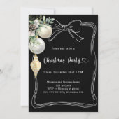 Zwarte boog witte kerstballen handgetekende kerstf kaart (Voorkant)