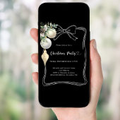 Zwarte boog witte kerstballen handgetekende kerstf kaart