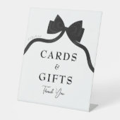 Zwarte boog ze bindt het knoop vrijgezellenfeest reclamebord met voetstuk (Voorkant)