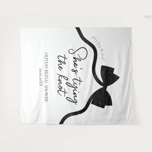 Zwarte boog ze bindt het knoop vrijgezellenfeest wandkleed (Voorkant (horizontaal))