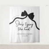 Zwarte boog ze bindt het knoop vrijgezellenfeest wandkleed (Voorkant)